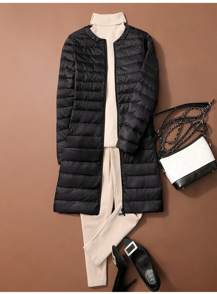 SEDUTMO Winter Duck Down Jackets Women Long Ultra Light Coat Casual Slim Black Thin Autumn Parkas ED2070