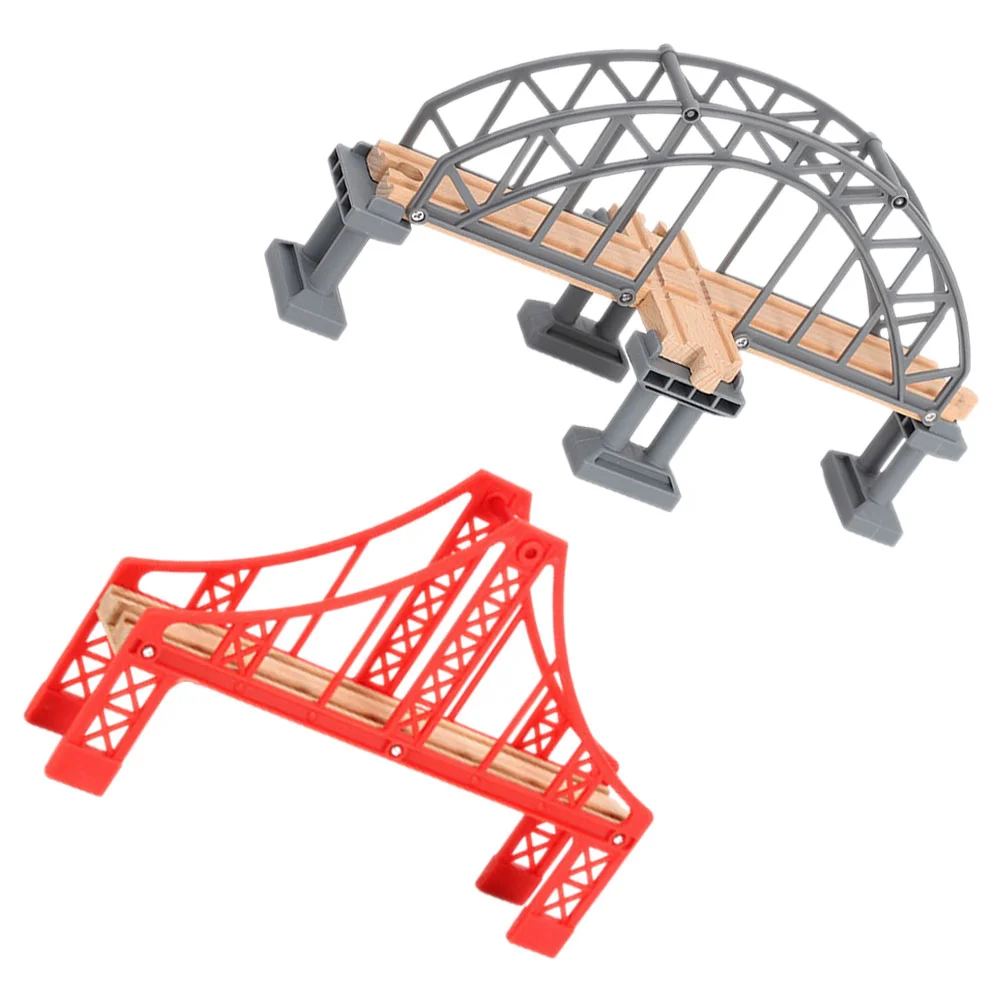 2 Pcs Train Bridge Model Track Replacement Scene Layout Prop Little Railway Assembled Accessories Bulk