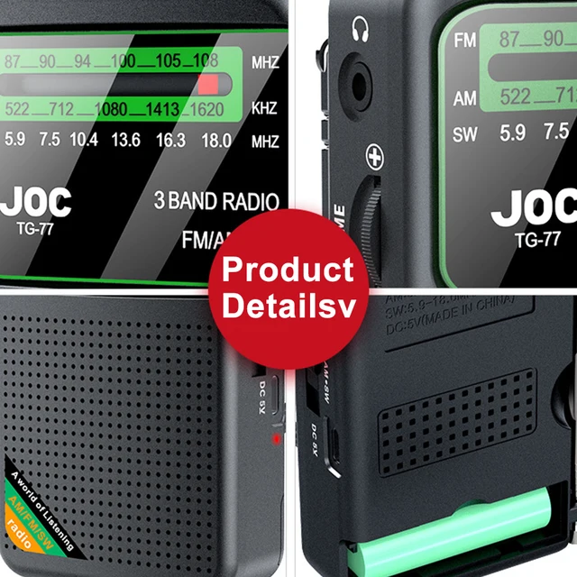 Emergency Pocket Radio FM/AM/SW with Rechargeable Type-C 5
