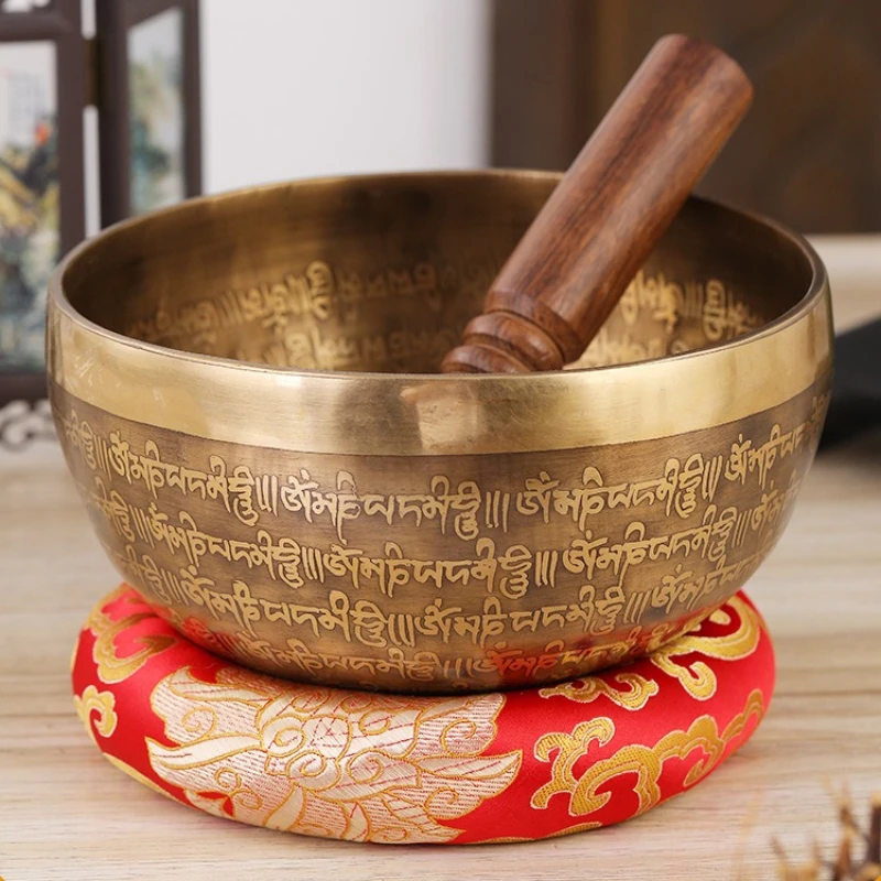Campana Tibetana per Meditazione e Terapia del Suono, Ciotola Sonora Artigianale in Rame del Nepal, Ornamento Buddista Decorativo