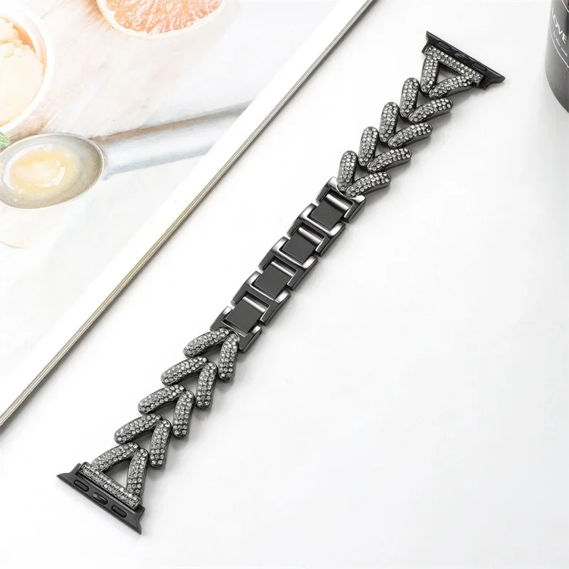 الماس حزام معدني لساعة أبل 10 الفرقة 46 مللي متر 4...