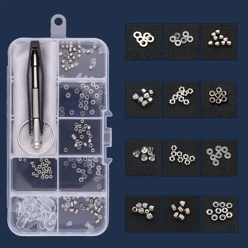 Glasses Sunglasses Eye Glass Repair Kit Screws Nuts Pads Screwdrivers Tweezer For Sunglasses Watch Jewelry Fixing eyeglasses repair kit