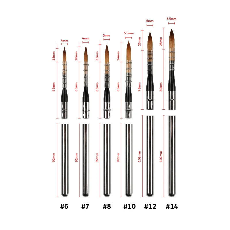 ArtSecret 6 pcs Quill Round Travel Paint Brush Set PU Pouch Watercolor Acrylic Gouache Paint Golden Nylon Hair Brass Cap 871 5