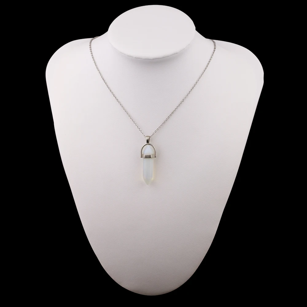 Fashion Hexagonal Prism Opal Pendant Necklace For Women Jewelry
