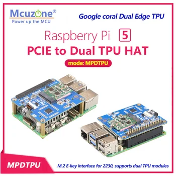 MPDTPU, Raspberry Pi 5 PCIE a Dual TPU HAT, Google Coral Dual Edge TPU, M.2 E-KEY