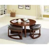 Coffee Table Set, Round Tables with 4 Upholstered Nesting Stools, Space-Saving Design, 5-Piece Coffee Table Set 2