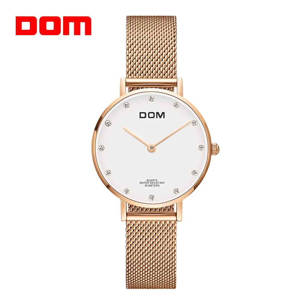 DOM Top Brand Watch Women  Luxury Quartz watch Casual quartz-watch leather Mesh strap ultra thin clock Relog G-36G-7M