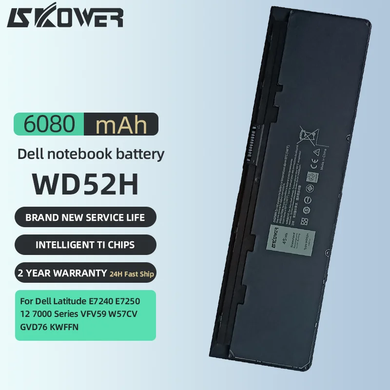 

WD52H Laptop Battery For Dell Latitude E7240 E7250 12 7000 Series Notebook VFV59 W57CV GVD76 KWFFN 7.4V/45WH WD52H Batteries