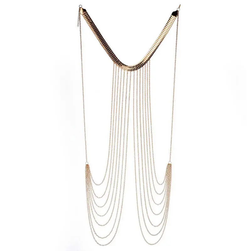 Sexy Chain Necklace Women Necklaces&Pendants Tassel Alloy Punk Long Necklace