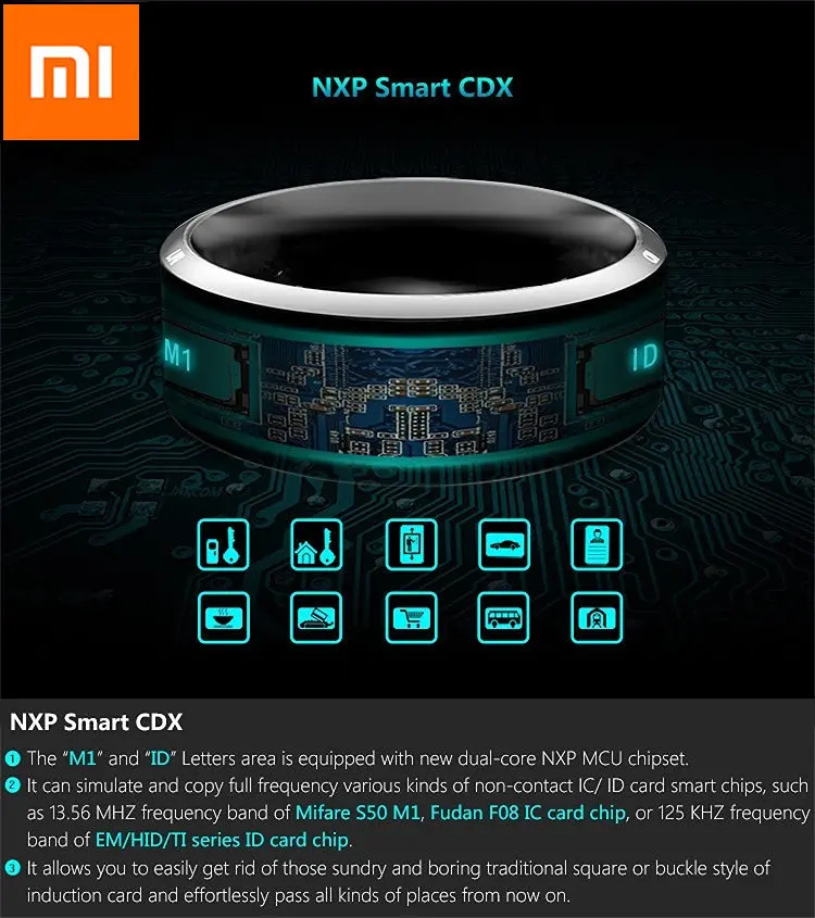 Xiaomi Mijia NFC Smart Ring Ip68 Waterproof Electronic Bluetooth Ring Solar  Ring IC/ID Rewritable Analog Access Card Tag Key - AliExpress