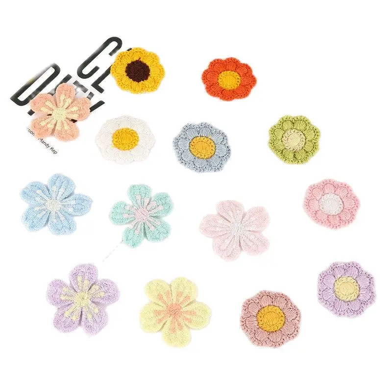 

30Pcs Mini Woven Flower Hairpin Hat Patch DIY Five-petal Flower Clothing Sticker