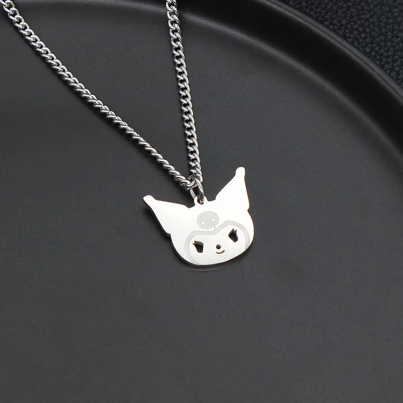 

Kuromi Ring 2K Necklace Sanrio Kuromi Melody Chain Alloy Silver Crystal Female Charm Rhinestone Goth Jewelry Valentine Gift