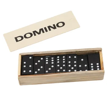 28 pezzi scatola di legno per domino nero con domino nero gioco da tavolo in legno sussidi didattici gioco di società regalo per bambini