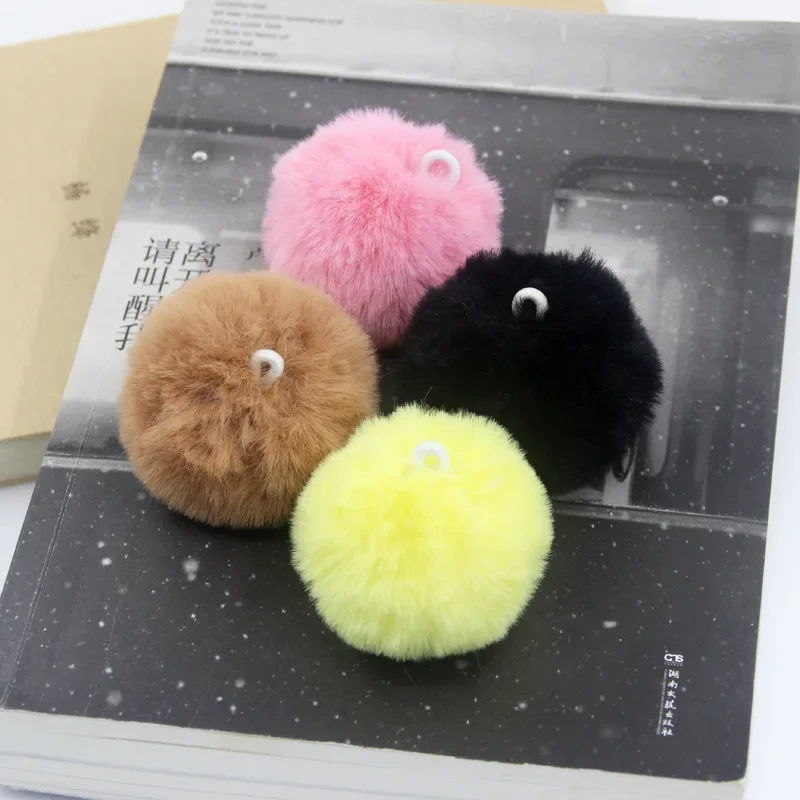 Pom poms craft supplies keychain real fur ball