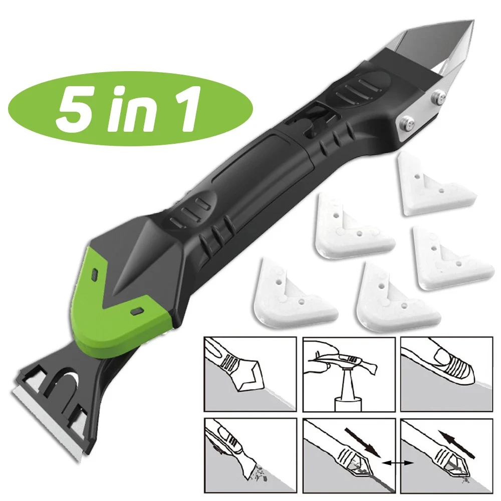 5 In 1 Silicone Remover Sealant Multifunctional Grout Scraper Kit Floor Corner Squeegee Kitchen Bathroom Window Caulking Tool cleaning scraper scraper tool set silicone scraper scraper tool kit scraper tool silicone sealant tool silicone caulking set