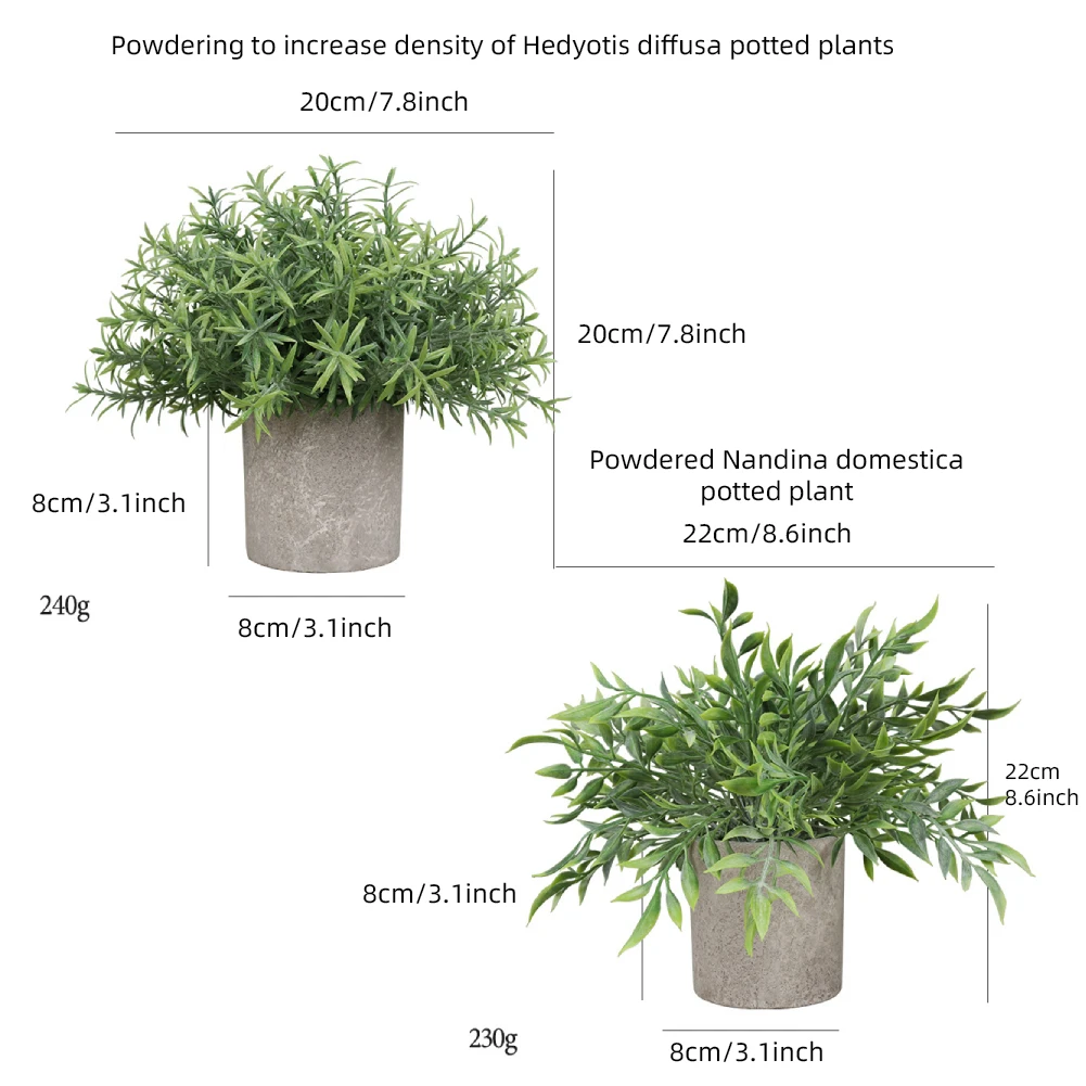 2 Pack Artificial Simulation pulp pot Nandina domestica in Pots Small House Plants for Home Office Desk Room Décor: 3 - 5 Days Free Delivery Only UK