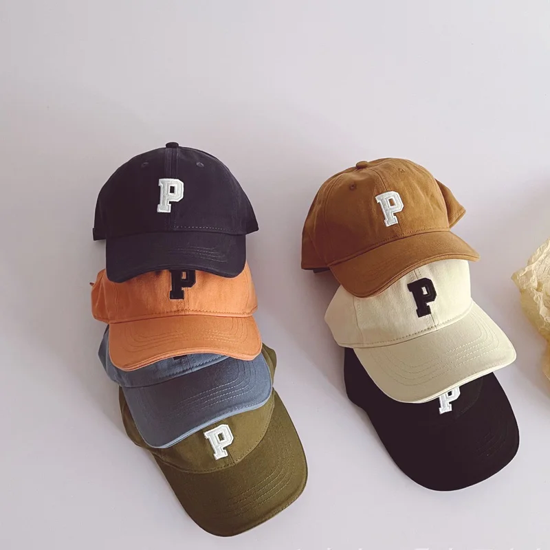 

Spring Girls Letter P Kids Korean Design Hats