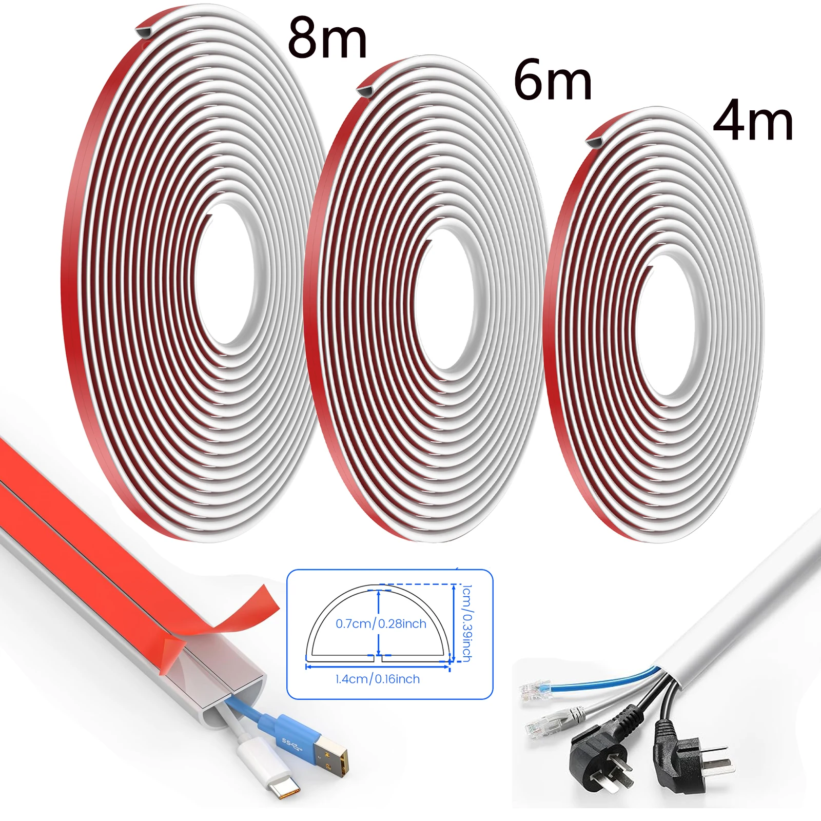 2020 Upgrade] Kabel Concealer, PVC Cord Cover, 94,5 inch Paintable Cord Hider om draden te verbergen voor TV en computers in Home Office 6X L15.75 W1.18 H0.67, Wit CC02
