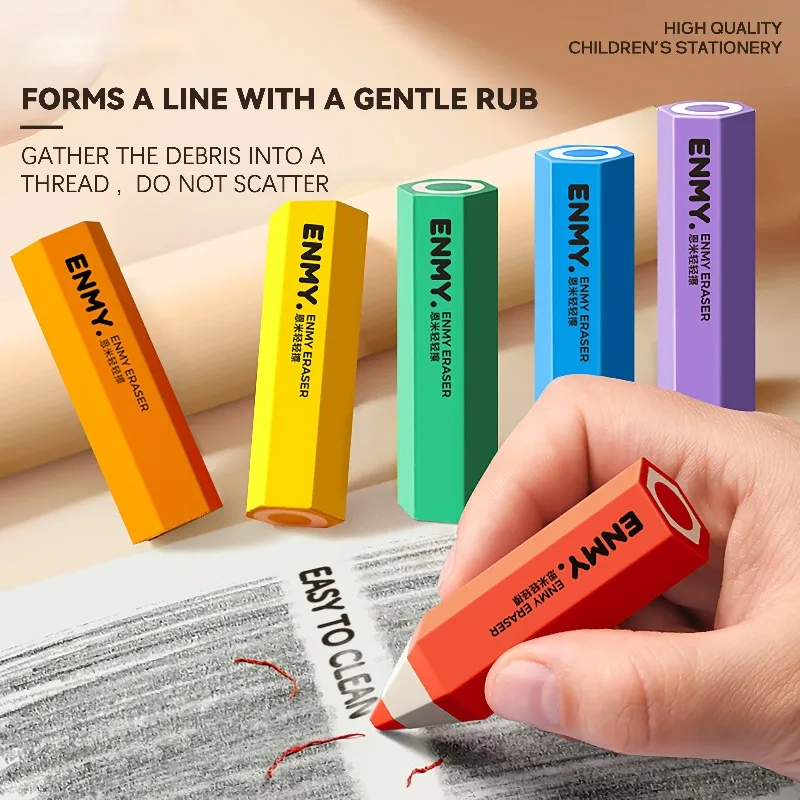 6pcs 레인보우 육각형 소프트 지우개 연필 드로잉 스케치 미술 학생 그림 지우개를위한 PVC 플라스틱 고무