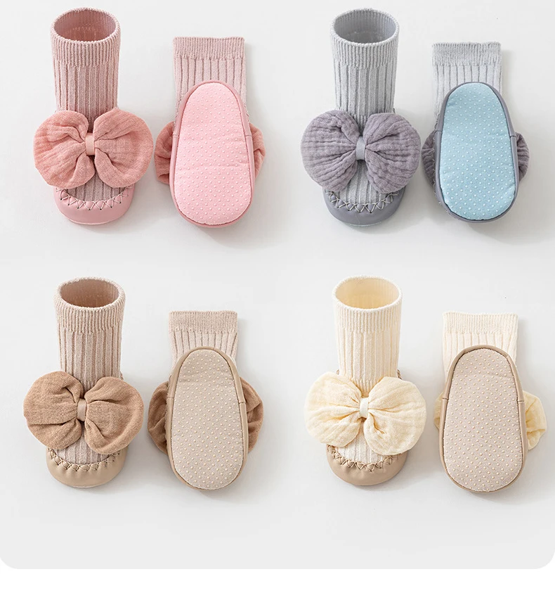 Description Picture 6 of itemBaby Girl Socks Slippers Newborn Floor Socks Shoes For Girls Anti Slip Bow Sweet Toddlers Indoor Socks Shoes For Girls