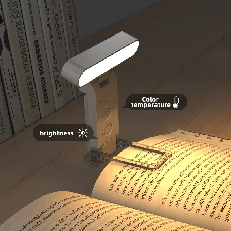 Rechargeable LED Clip-On Reading Light - Portable Night Lamp for Books, Bedside, and Desk