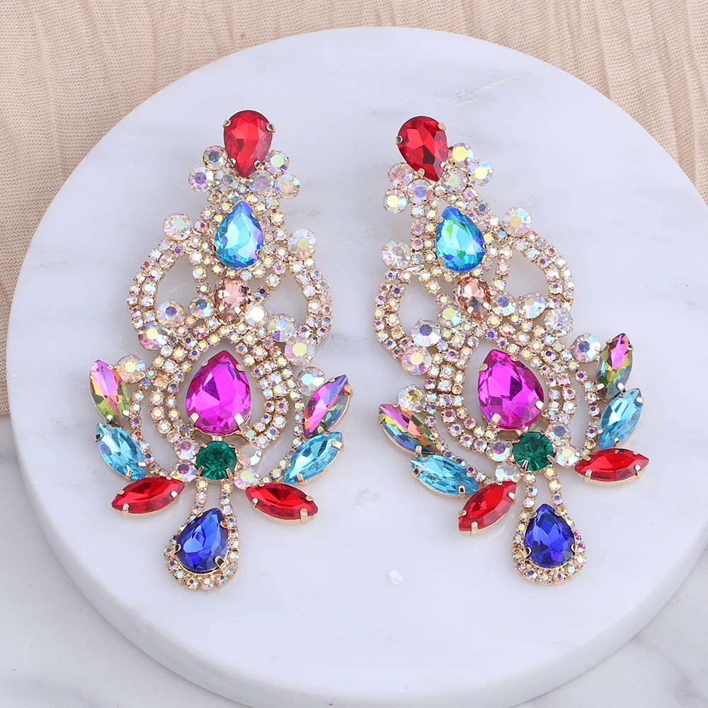 Jewellery Huge Dangle Earrings 3D Printed Stone-shaped Dangle