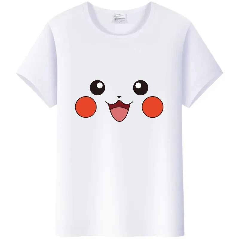 Kawaii Japanese Anime Pokemon Pikachu T-Shirt Donna Camicie Tees Uomo Abbigliamento Camicetta Bianca Streetwear Y2K Bambini T-Shirt Oversize