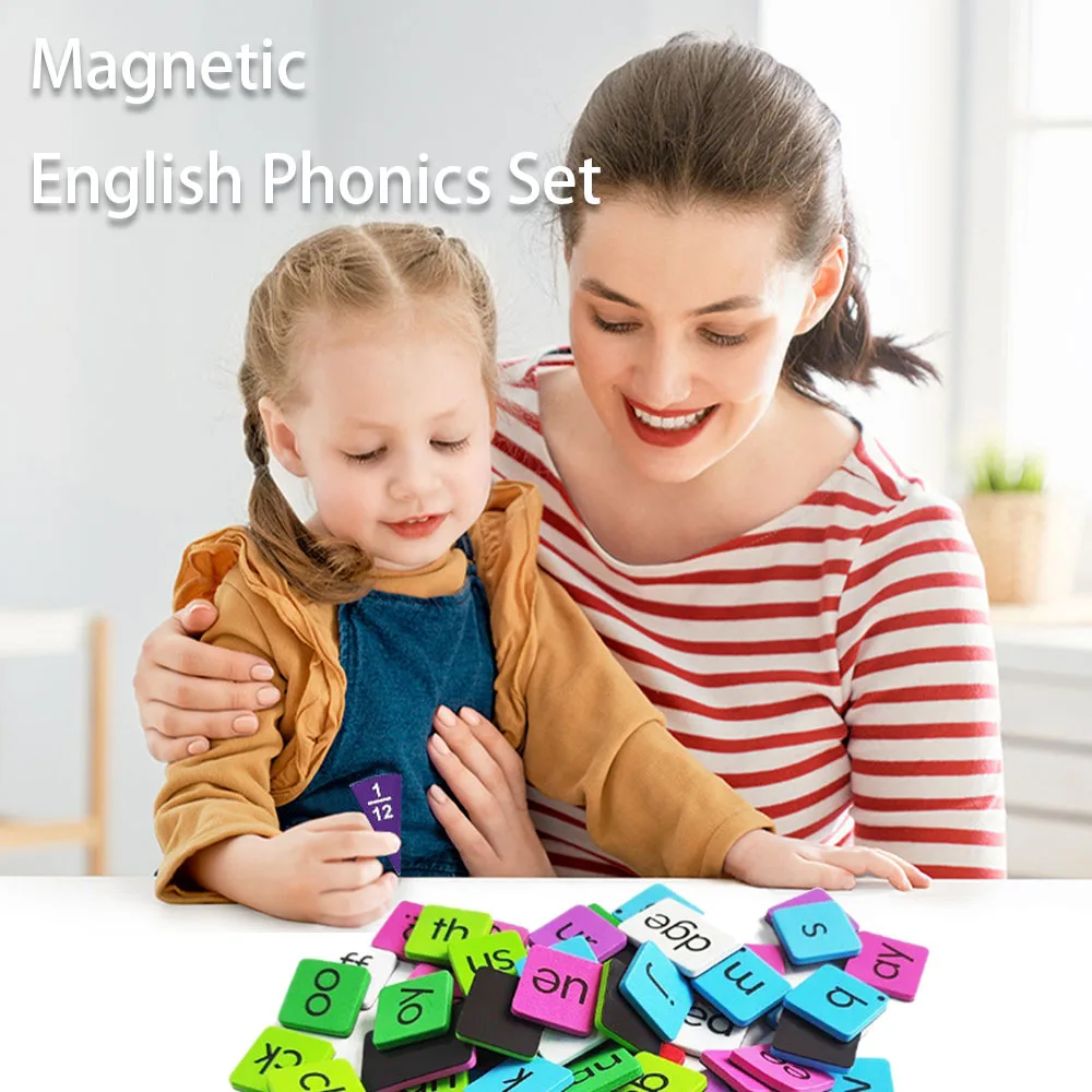 Magnetic Phonics Tiles Alphabet Set learn english Montessori spelling books baby educational games For children 5 years old toys