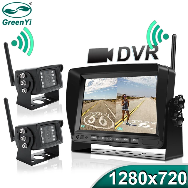 GreenYi 1280x720 haute définition AHD sans fil camion DVR moniteur 7 "Vision nocturne enregistreur de recul caméra Wifi pour Bus voiture 1