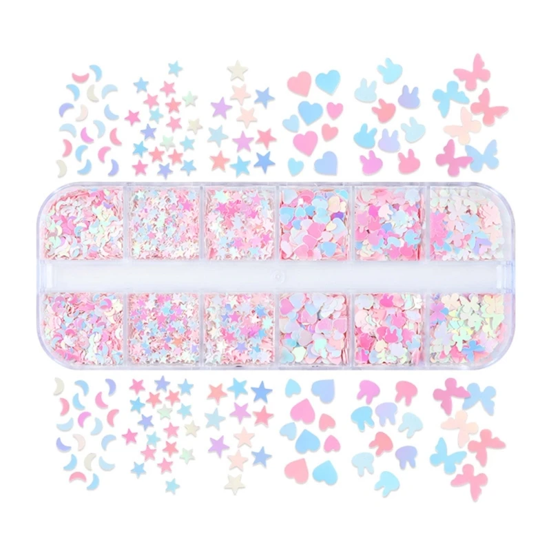 

R3MC Colorful Glitter Mixed Size Art Stickers for NAIL 12-grid