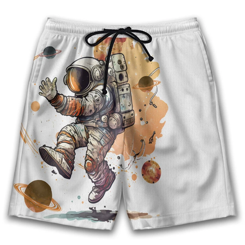 

Astronaut Hawaiian Beach Mens Swim Short Casual Harajuku Fashion Surfing Short Pants For Men Trunks Cartoon Bermudas Boardshorts