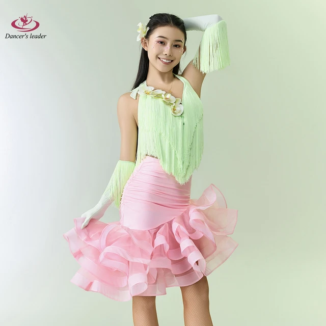 화려한 움직임을 돋보이게 하는 라틴 댄스용 중공업 술 케이크 스커트