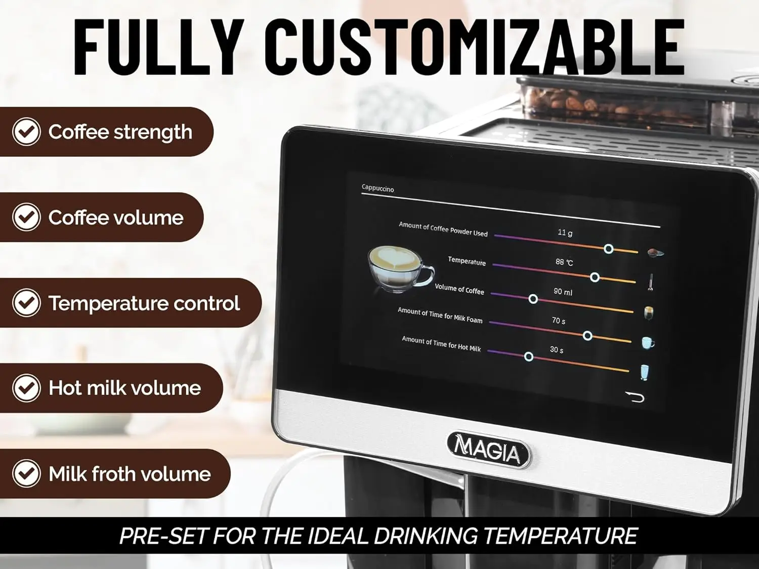 Fully Automatic Espresso Machine With Grinder - 19 Customizable Coffee Options - Auto-Cleaning For Easy Maintenance - Milk-Foam 2