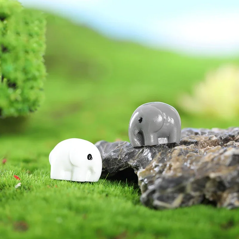 Thailand Elephant Animal Model Couple Small Elephants Statue Figurine Crafts Ornament Miniature DIY Home Room Garden Decor