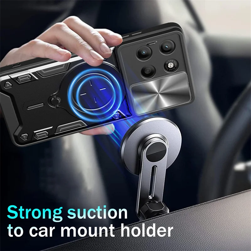 Enhanced Magnetic Metal Ring Bracket Phone Case with Slide Camera Lens Protection