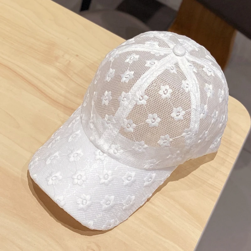 Hot Sale New Ladies Summer Baseball Lace Flowers Hat Breathable Cap For Women Mesh Girls Snapback Hip Hop Fashion Female Caps_voghion.com