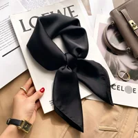 70cm Solid Colors Neckerchief Hijab Scarf For Women Silk Satin Headband Hair Scarves Female Square Shawls Head Scarfs For Ladies 2