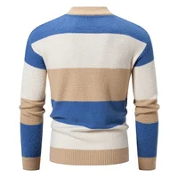 High Quality Men's New Autumn and Winter Casual Warm Color Block Sweater Knit Tops 2