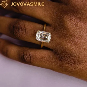 JOVOVASMILE Vintage White Moissanite Wedding Rings 5.5carat 12x8.5mm X-Facet Cut Center 14k Yellow Gold Solitaire Rings Women