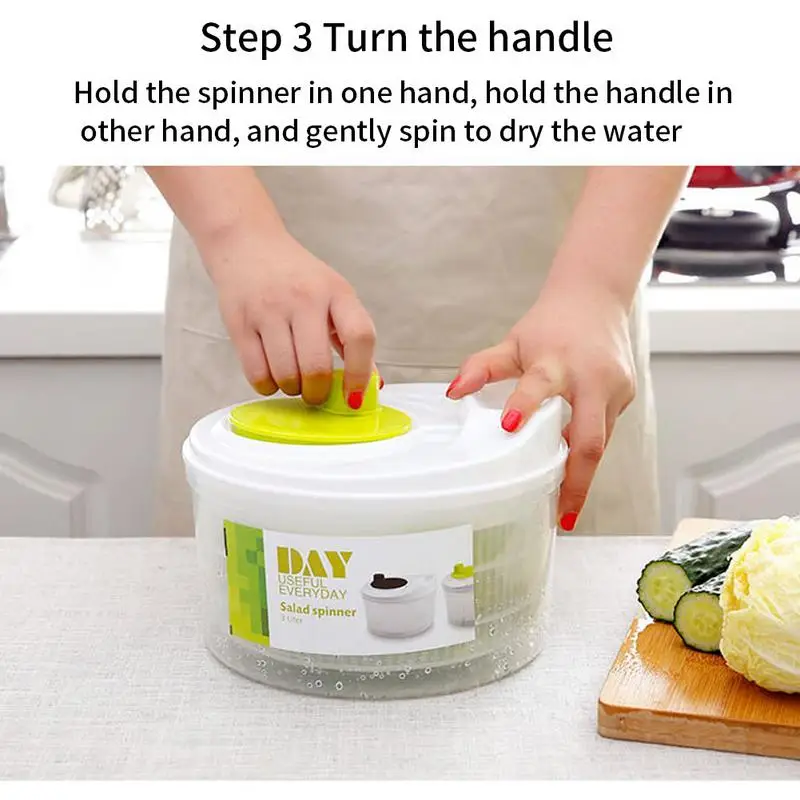 Salad Spinner Large Capacity Rotary Vegetables Dryer Salad Spinners Lettuce Leaf Vegetable Dehydrator Fruit & Vegetable Washing Drainer Basket