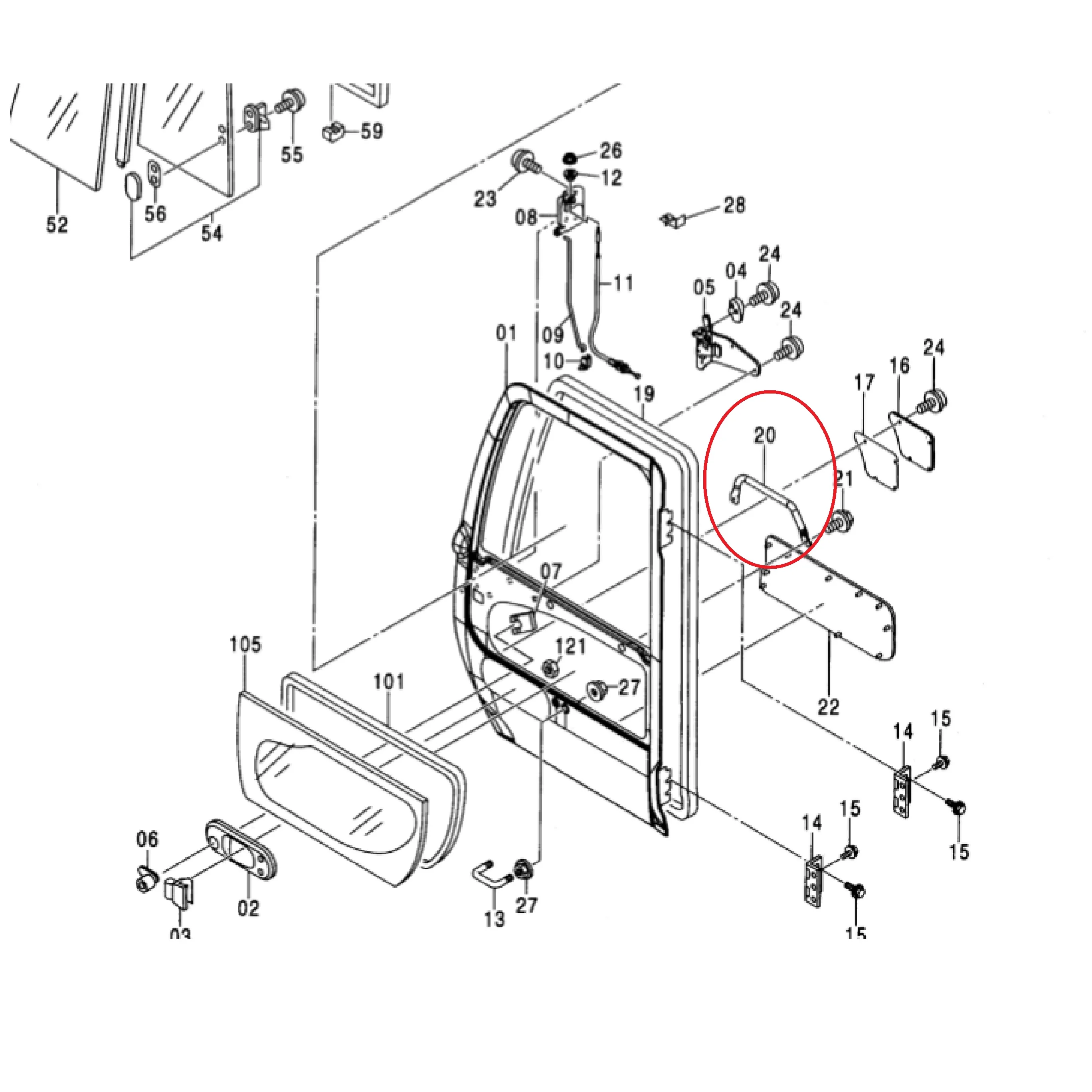 4369646,4453670,4463960,4665498, CAB HAND RAIL Hitachi ZX60