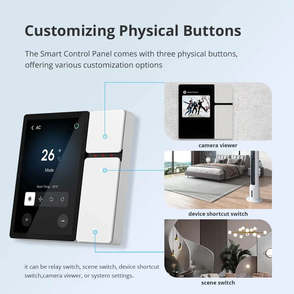 Tuya WiFi Smart Central Control Panel 3.5-in LCD Screen Built-in IR Remote Control BLE Sig Mesh Gateway 3-Gang Relay