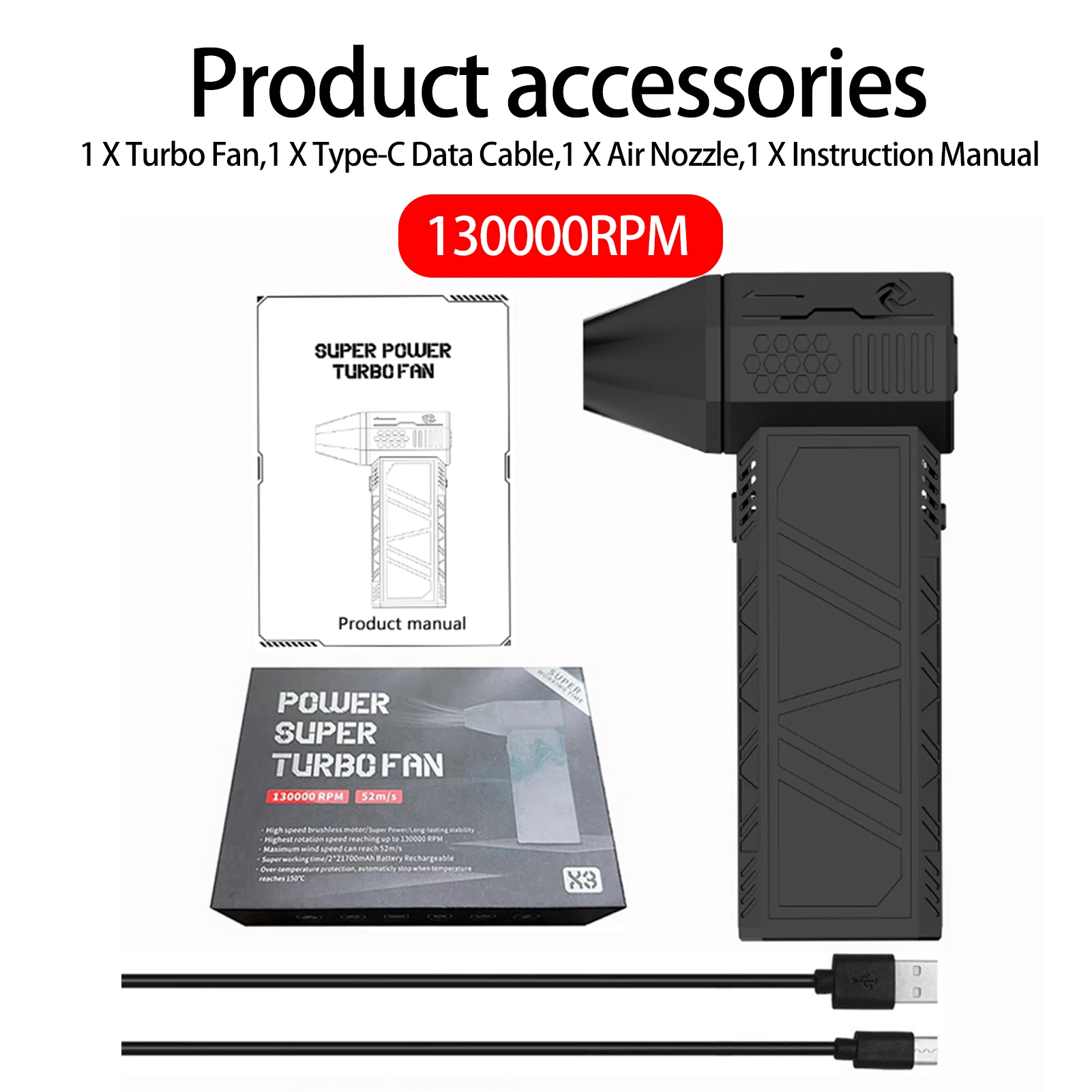 Soffiatore D'aria Portatile Violent Turbo-fan - 130.000 RPM Per Pulizie - Foto 9