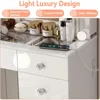 Vanity Desk with Power Outlet, Makeup Vanity with Mirror and 14 LED Light, 3 Lighting Modes,11 Drawer Vanity Table with Sl 6