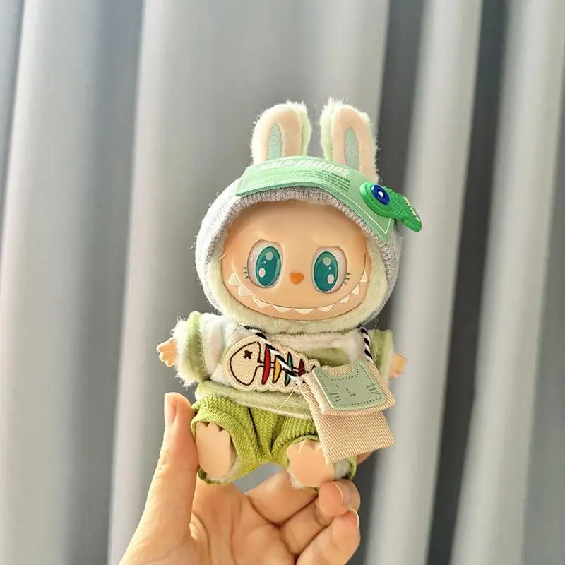 ラブブ　2個セット　洋服おまけ For 17cm Labubu clothes outfit V1 V2 baby green big fish