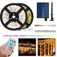 5M 10M Solar LED Strip Light 8 Modes Christmas Colorful Fairy Lights Outdoor IP67 Waterproof Patio