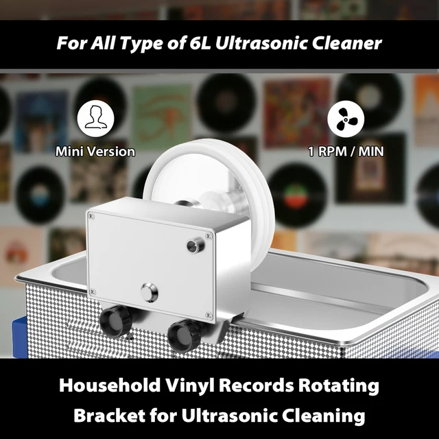 6L Ultrasonic Vinyl Record Washer with Bracket Vinyl Rotating Cleaner for Wash 7-12 Inch LP EP Discs 1 RPM/MIN 1