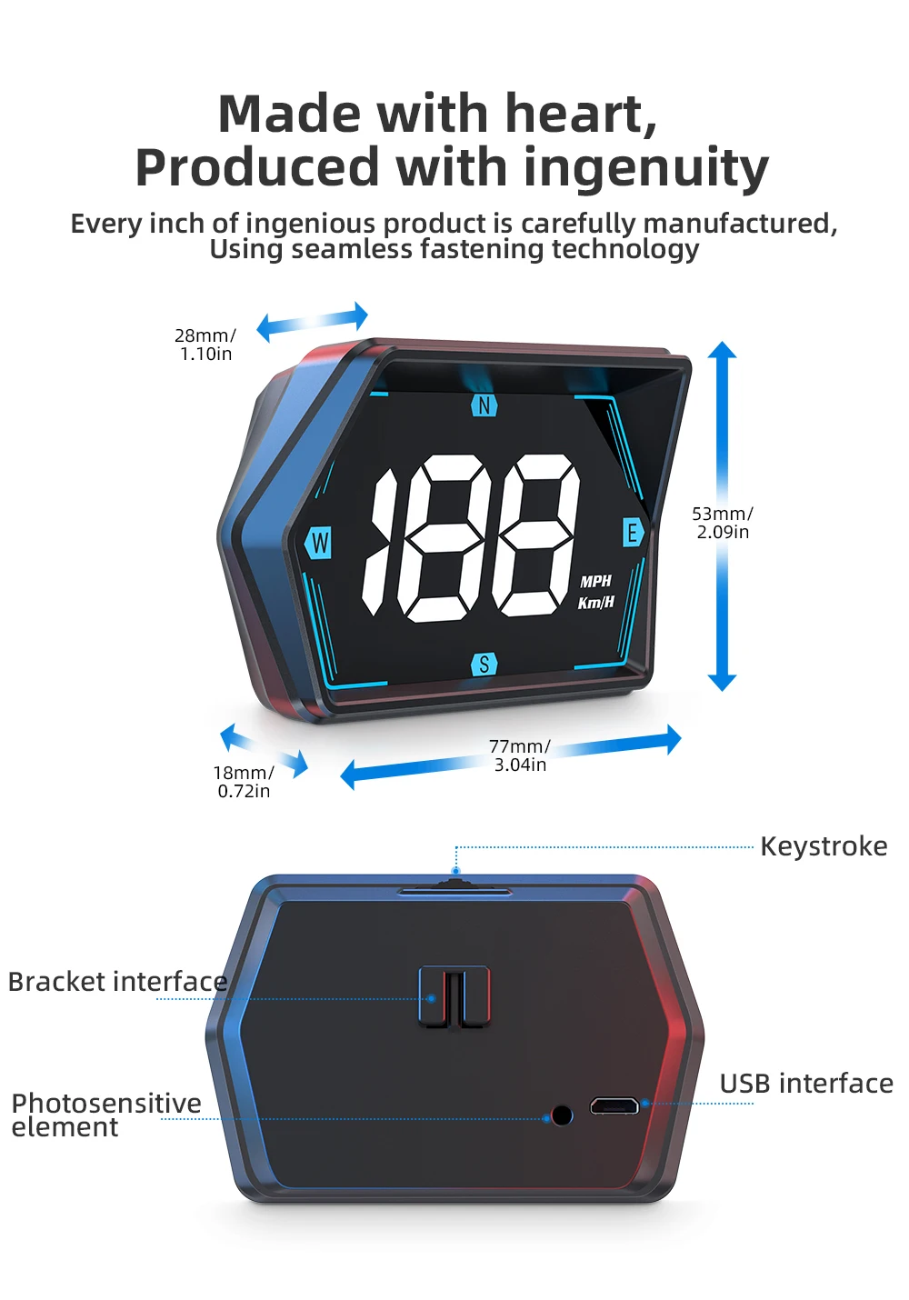 GPS HUD G20 Car Digital Speedometer Head-up Display Speed Meter Mph Kmh Compass