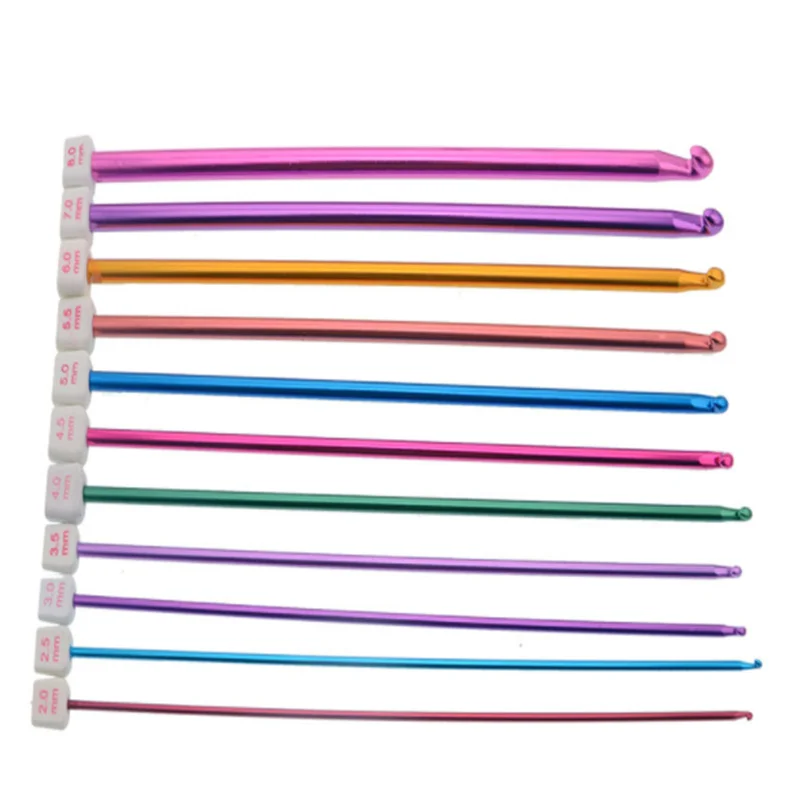 Long Crochet Hook Set, 11pcs Tunisian Crochet Hooks Multicolor