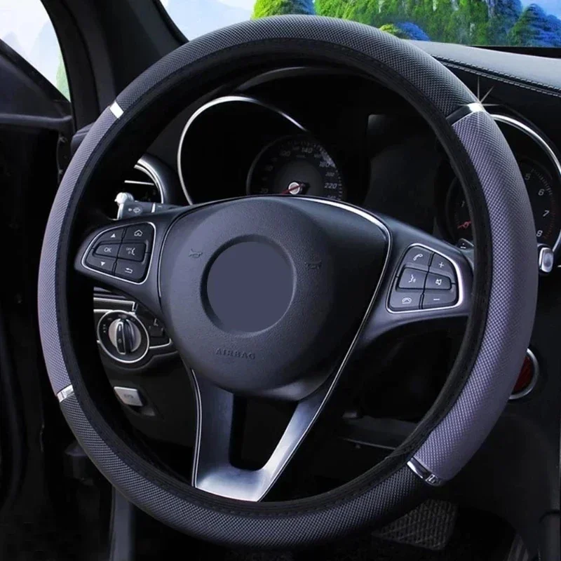 Leather Car Steering Wheel Cover Anti Slip Protective Accessory